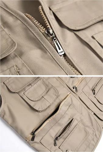 Miniatura 5 de Chaleco de pesca para hombre, chaleco de verano al aire libre, trabajo, safari, viajes, fotos, con múltiples bolsillos