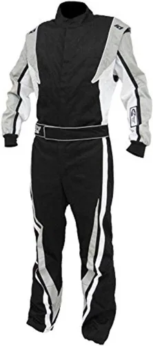 Traje de automovilismo, marca K1 Race Gear, modelo Victory, clasificación 3,2a/1 por SFI, Negro/Blanco/Gris