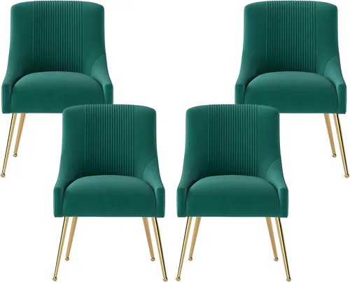 Miniatura 34 de Sillas de comedor modernas, sillas de comedor tapizadas en terciopelo con patas doradas, juego de 2 sillas de acento con capitoné para sala de Beige