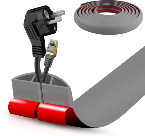 Miniatura 55 de Cubierta autoadhesiva para cables de suelo, gestión de cables de 3.3 pies, protector de tira de extensión para cables, evita tropiezos de cables