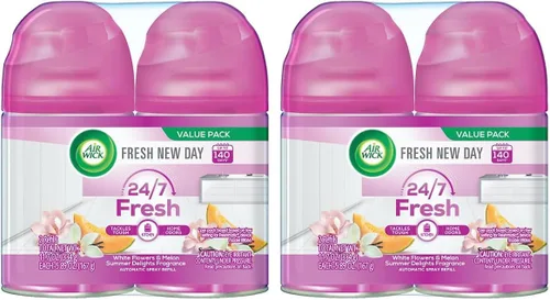 Air Wick Recambio automático de ambientador en aerosol, 2 unidades, delicias de verano, neutralización de olores, aceites esenciales (paquete de 2)