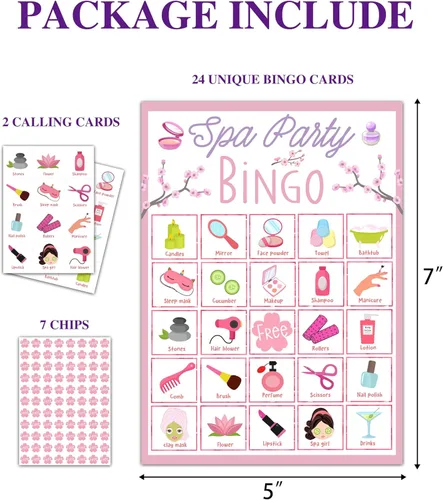 Miniatura 2 de Disfuco Juego de bingo de spa para niñas, juegos de fiesta, tarjetas de bingo para adultos y niños, juegos de fiesta de pijamas, bingo