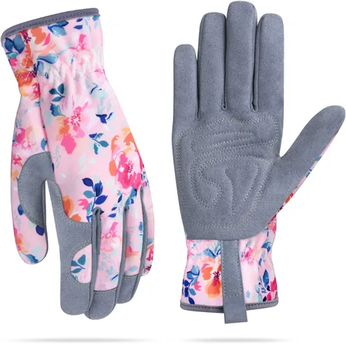 Miniatura 10 de Guantes de jardinería para mujeres, guantes de cuero para trabajo en jardín, a prueba de espinas, sin perforación, para cavar, plantar y podar