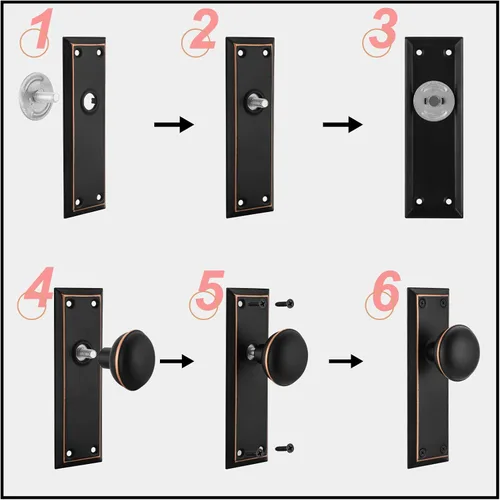 Miniatura 6 de Paquete de 2 pomos de puerta falsos vintage de una cara para interiores, pomos de puerta falsos de placa larga antiguos en níquel cepillado