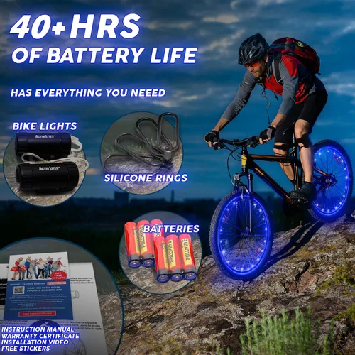 Miniatura 7 de Activ Life Paquete de 2 luces LED para ruedas de bicicleta con baterías incluidas, obtén un 100% más brillante y visible desde todos los ángulos
