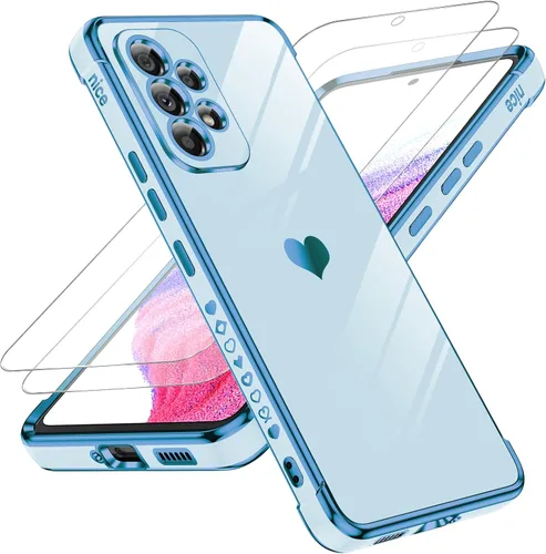 Miniatura 97 de LeYi for Moto G 5G 2025 Case: with Tempered Glass Screen Protector [2 Pcs]+ Full Camera Lens Protection,Love Heart Plating Cute Luxury Soft TPU