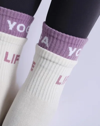 Miniatura 6 de Calcetines antideslizantes para mujer, calcetines de agarre de pilato, calcetines antideslizantes para yoga, calcetines de hospital, 6 pares