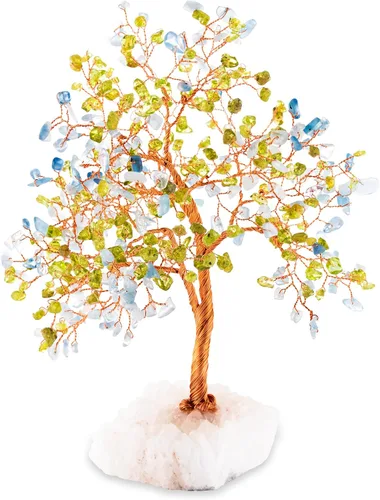 Miniatura 9 de KARMA AND LUCK Árbol de la vida de Feng Shui con base de cristal blanco Home D cor, hecho a mano en Bali, mediano 8 (amatista)