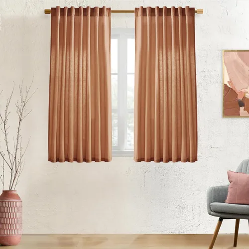 Miniatura 72 de XTMYI - Cortinas transparentes de 54 pulgadas de largo, juego de 2 paneles para baño, cortinas cortas de lino y algodón con semi privacidad