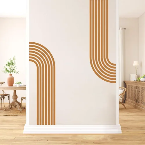 Miniatura 6 de Kazova - Calcomanía de arco de pared marrón - Grandes calcomanías modernas de estilo boho para cabecero, abstractas, retro, para despegar y pegar