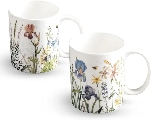 Miniatura 195 de Maison d' Hermine Taza de café con asas, tazas de porcelana fina de hueso, paquete de dos tazas de té para bebidas calientes, capuchino, latte, 015