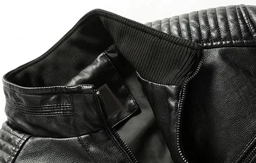 Miniatura 4 de Youhan Chaqueta de piel sintética tipo bomber con cremallera para hombre
