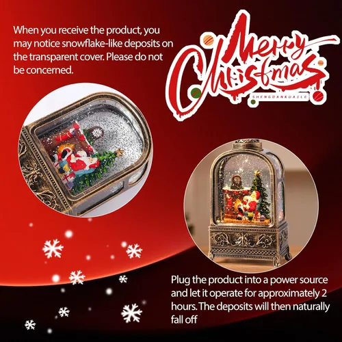 Miniatura 5 de Globo de nieve de Papá Noel de Navidad, linterna de globo de nieve musical con luces y temporizador de 6H, alimentado por batería y USB, globos