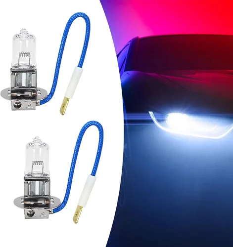 2 bombillas halógenas de luz antiniebla H3 para automóvil, 12 V 55 W de alta transmitancia de vidrio de cuarzo de repuesto de haz alto y bajo,