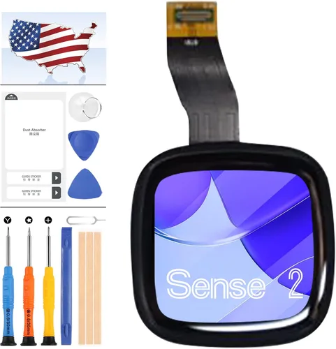 Pantalla de reloj para Fitbit Sense 2, reemplazo de pantalla LCD táctil digitalizador, kit completo con herramientas (negro)