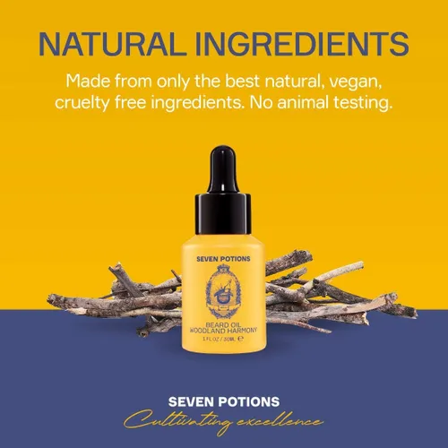 Miniatura 6 de SEVEN POTIONS Aceite para barba de 1 onza líquida suavizante perfumado dulce y amaderado. Detiene la picazón de la barba. Aceite acondicionador