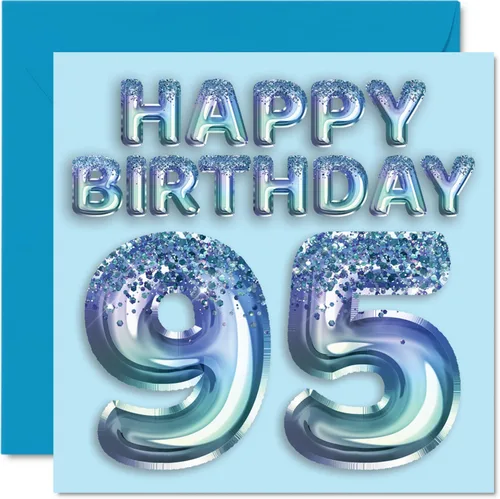 Miniatura 209 de Stuff4 Tarjeta de primer cumpleaños para niños, globo de fiesta con purpurina azul, tarjetas de feliz cumpleaños para niño de 1 año, nieto, hijo, 57