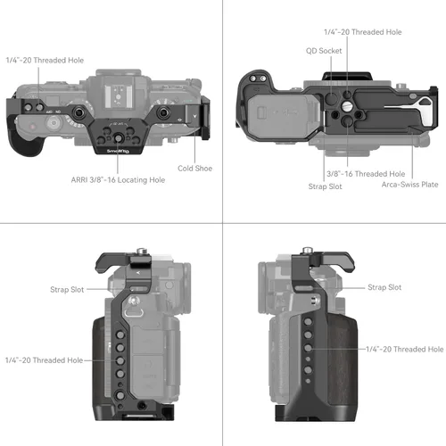 Miniatura 3 de SmallRig Zf - Jaula para cámara Nikon Z f, con agarre ergonómico de ébano, placa de liberación rápida integrada para Arca para encender rápidamente