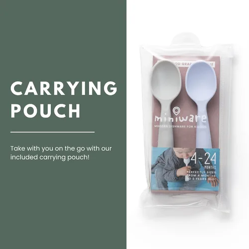 Miniatura 4 de Miniware Cuchara de silicona para bebé para entrenamiento, utensilios para bebés sin BPA, cucharas para bebés de 6 meses, 100% silicona de grado