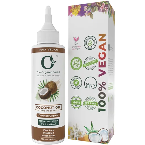 Aceite de coco orgánico a base de plantas para piel y cabello | Aceite de coco puro para cabello dañado, hidratación profunda y masaje | Aceite