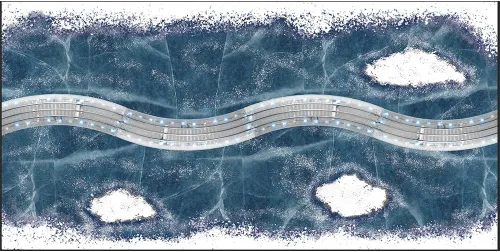 Miniatura 2 de Lionel The Polar Express Illuminated Ice FasTrack O36 - Paquete de 4 pistas curvadas con mapa ICY Lake - Paquete de vías de tren de 3 rieles