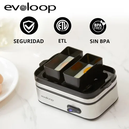 Miniatura 7 de Evoloop - Olla rápida para huevos eléctrica con capacidad para 6 huevos, para huevos cocidos suaves, medianos, duros, con máquina de escalfar