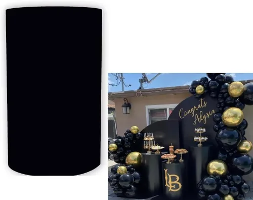 Fundas cilíndricas negras para decoración de fiestas, fundas de pedestal sólidas, color negro, para baby shower, niños y adultos, fiesta de