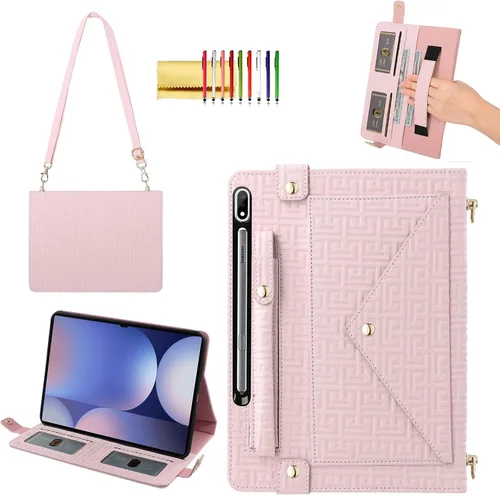 Miniatura 39 de Bolso Funda para Samsung Galaxy Tab S10 FE/S9 FE 10.9"/S9/S8/S7 11", Techcircle Folio con Soporte Cruzado, Billetera con Ranura para Lápiz S Pen