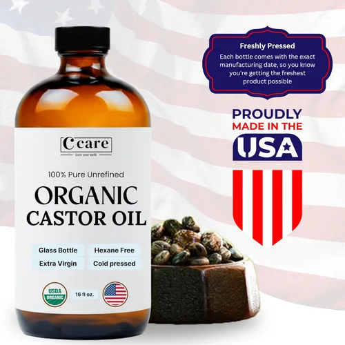 Miniatura 2 de Aceite de ricino 100% puro orgánico prensado en frío sin refinar botella de vidrio Certificado USDA orgánico Sin hexano extra virgen