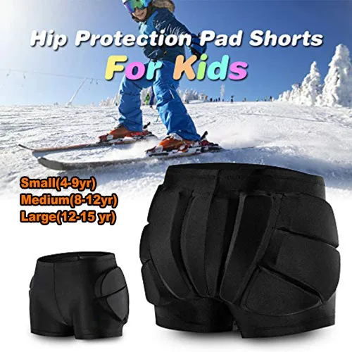 Miniatura 5 de Pantalones cortos con almohadilla para el trasero para patinaje, snowboard, esquí, hockey, pantalones cortos acolchados con protección para la Negro