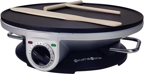 Health and Home Crepe Maker - Máquina de crepes de 13 pulgadas y plancha eléctrica y sartén antiadherente para crepes (plateado-A)