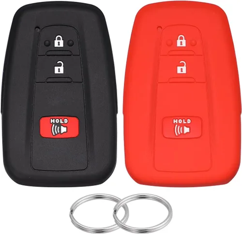 Miniatura 7 de Funda para llavero para Toyota Corolla Hatchback RAV4 XLE Prius de 3 botones 2019-2022, color rosa negro Negro Rosado