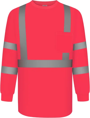 Miniatura 18 de TCCFCCT Camisetas de manga larga de alta visibilidad para hombres y mujeres - Clase 3 Hi Vis, camisas de trabajo de seguridad reflectantes con fondo