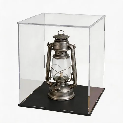 Miniatura 22 de Estuche acrílico de 8 pulgadas para exhibición, caja de acrílico transparente para coleccionables, funda de vidrio alternativo con soporte negro
