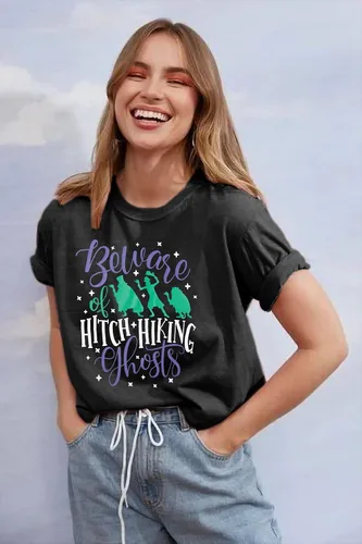 Miniatura 3 de Beware of Hitch - Camiseta de manga corta para mujer, diseño de fantasma, para Halloween