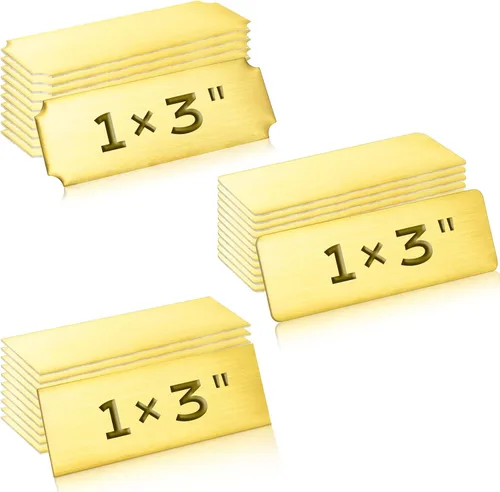 Miniatura 9 de Therwen 30 Piezas Placas de Nombre Grabadas con Láser de Acero Inoxidable Cepillado Placa Personalizada Placa en Blanco Etiqueta de Nombre Negro