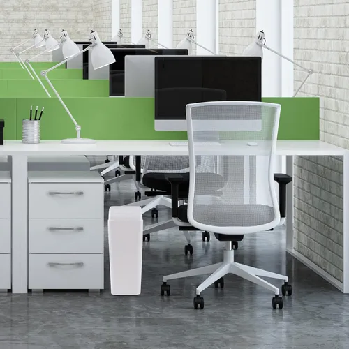 Miniatura 5 de 1 cubo de basura de plástico con tapa oscilante, color blanco