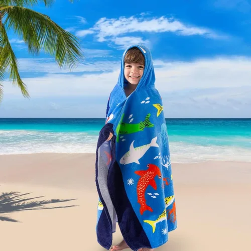 Miniatura 5 de VOOVA & MOVAS - Toalla de playa de baño con capucha, para bebés, niños y niñas de 3 a 12 años, tamaño extra grande, 50 x 30 pulgadas, algodón