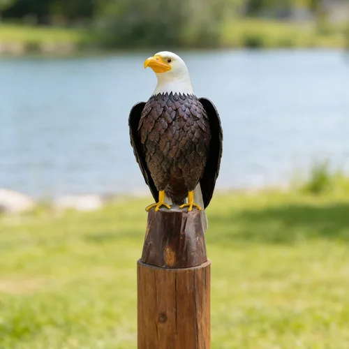 Miniatura 9 de Estatua Chisheen de águila calva de metal para exteriores, arte de jardín, escultura para patio, sala de estar y decoración de jardín