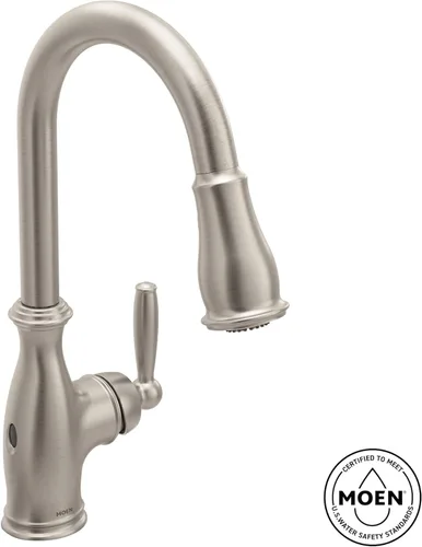 Miniatura 2 de Grifo de cocina Moen Brantford Spot Resist de acero inoxidable Motionsense Wave sin contacto de una manija desplegable con Power Clean y sistema