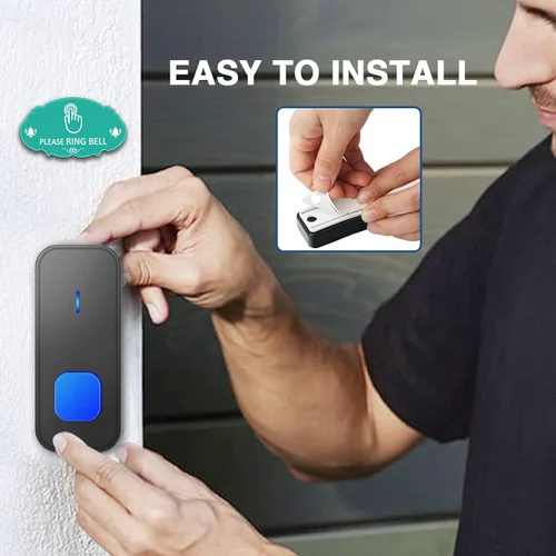 Miniatura 6 de SURFOU Timbre inalámbrico, impermeable, fácil instalación - rango de 1300 pies, 55 tonos, 5 niveles de volumen ajustables - flash LED