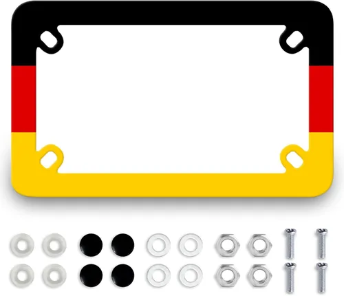 Miniatura 10 de Marco de matrícula para motocicleta con bandera de Estados Unidos, portaplaca de acero inoxidable negro, accesorio para motocicleta con bandera