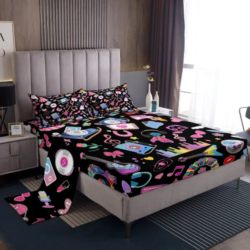 Miniatura 19 de Feelyou Husky - Juego de sábanas con diseño de flor de cerezo rosa, ropa de cama para perro, 1 sábana encimera y 1 sábana bajera ajustable con 1