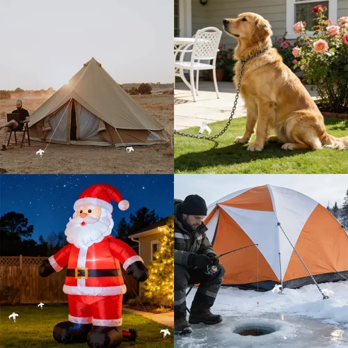 Miniatura 8 de Paquete de 12 Estacas de Tienda de Campaña de Alta Resistencia - Anclajes de Tierra de 20.3 cm Enroscables - Estacas de Camping con Cabezas que