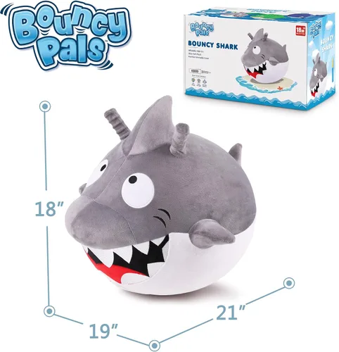 Miniatura 5 de iPlay, iLearn Bouncy Pals Pelota Saltarina de Tiburón Blanco para Niños, Juguete de Montar y Rebotar para Niños Pequeños, Juguete de Animal Saltarín