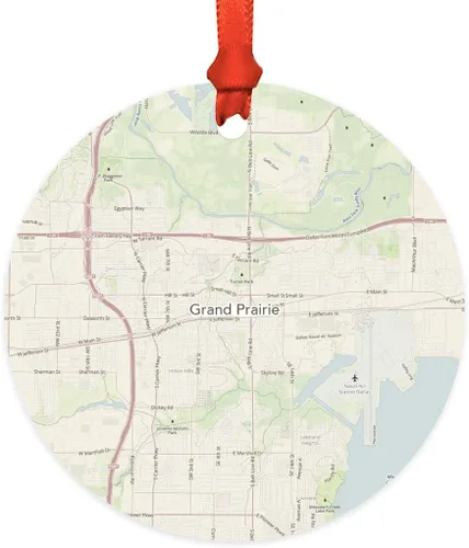 Miniatura 28 de Andaz Press Mapa de la ciudad de Estados Unidos redondo de madera natural MDF ornamento de Navidad, Akron, Ohio Vintage Mapa, 1 paquete, larga