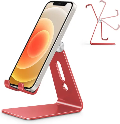 Miniatura 13 de OMOTON Soporte ajustable para teléfono celular, base soporte para teléfono de escritorio de aluminio C2, compatible con iPhone 15, 14, 13, XS, XR, 8