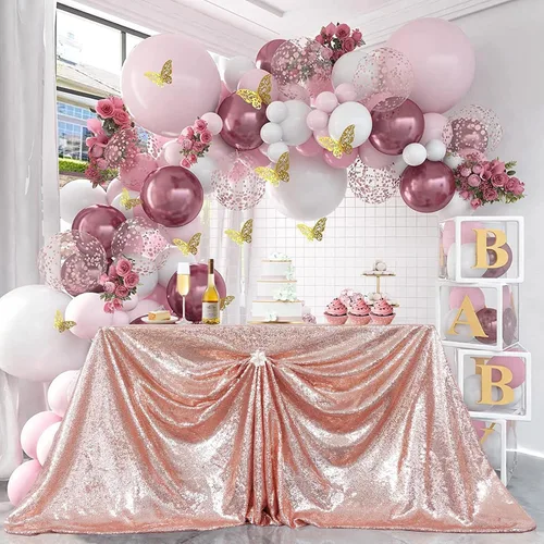 Miniatura 8 de PartyDelight - Mantel de lentejuelas, rectangular, 60 x 102 pulgadas, oro rosa