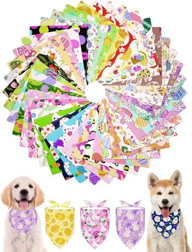 Miniatura 23 de PET SHOW 50 Pack Bandanas Navideñas para Perros Grandes XL Lavables Feliz Año Nuevo Bandanas en Triángulo a Granel Baberos para Perros Medianos