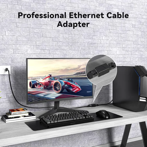 Miniatura 4 de Acoplador RJ45, paquete de 2 adaptadores Ethernet hembra a hembra, adaptador extensor de cable de conexión, modular recto de 8 pines, conectores